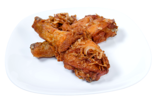 Fried Chicken Drumstick on white dish isolated png