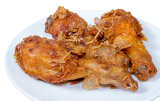 Fried Chicken Drumstick on white dish isolated png