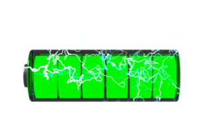 3d batterie charge indicateur avec tonnerre isolé. mise en charge batterie La technologie concept, 3d rendre illustratio png