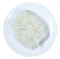 Sticky rice in white plate isolated png