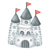 Watercolor castle illustration clipart. png