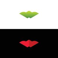 W letter logo. Red and Green W monogram consists of volume elements. 3D illusion. Web icon. Letter W logo icon design template elements vector