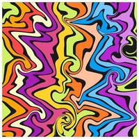 Dynamic rainbow background with wavy swirling lines, abstract and colorful psychedelic background made in old-school style. vector