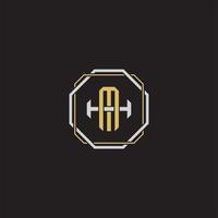MH Initial letter overlapping interlock logo monogram line art style vector