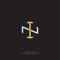 IN Initial letter overlapping interlock logo monogram line art style vector