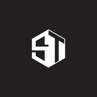 S t logo monograma hexágono con negro antecedentes negativo espacio estilo vector