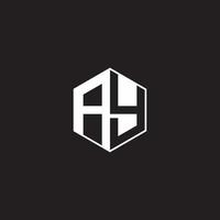 AY Logo monogram hexagon with black background negative space style vector