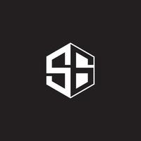 SG Logo monogram hexagon with black background negative space style vector