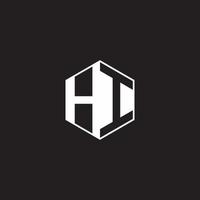 HI Logo monogram hexagon with black background negative space style vector