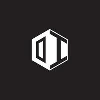 OI Logo monogram hexagon with black background negative space style vector