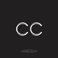 CC Initial Letter Split Lowercase Logo Modern Monogram Template Isolated on Black White vector
