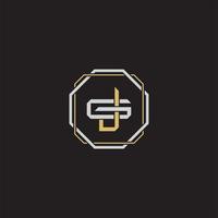JG Initial letter overlapping interlock logo monogram line art style vector