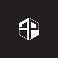 FP Logo monogram hexagon with black background negative space style vector