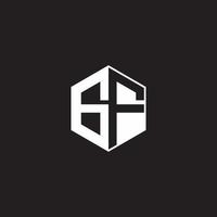 GF Logo monogram hexagon with black background negative space style vector