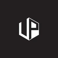 UP Logo monogram hexagon with black background negative space style vector