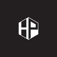 HP Logo monogram hexagon with black background negative space style vector