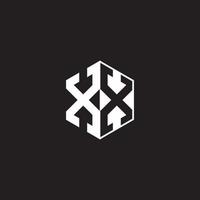 XX Logo monogram hexagon with black background negative space vector
