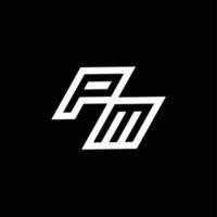 PM logo monogram with up to down style negative space design template vector