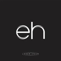 EH Initial Letter Split Lowercase Logo Modern Monogram Template Isolated on Black White vector