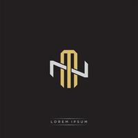 MN Initial letter overlapping interlock logo monogram line art style vector