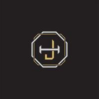 JH Initial letter overlapping interlock logo monogram line art style vector