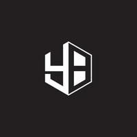 YB Logo monogram hexagon with black background negative space style vector