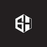 GH Logo monogram hexagon with black background negative space style vector