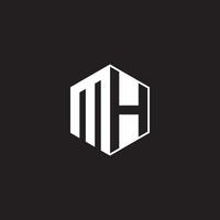 MH Logo monogram hexagon with black background negative space style vector