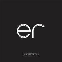 ER Initial Letter Split Lowercase Logo Modern Monogram Template Isolated on Black White vector