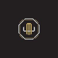 MU Initial letter overlapping interlock logo monogram line art style vector