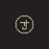 JT Initial letter overlapping interlock logo monogram line art style vector
