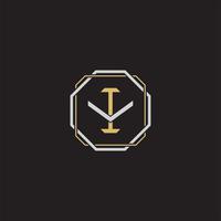 IV Initial letter overlapping interlock logo monogram line art style vector