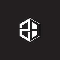 ZB Logo monogram hexagon with black background negative space style vector