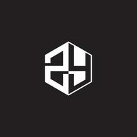ZY Logo monogram hexagon with black background negative space style vector