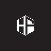 HF Logo monogram hexagon with black background negative space style vector