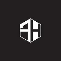 FH Logo monogram hexagon with black background negative space style vector