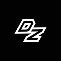 DZ logo monogram with up to down style negative space design template vector