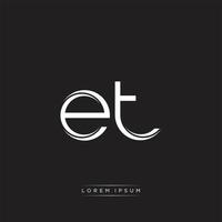 ET Initial Letter Split Lowercase Logo Modern Monogram Template Isolated on Black White vector