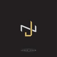 JN Initial letter overlapping interlock logo monogram line art style vector