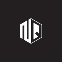 NQ Logo monogram hexagon with black background negative space style vector