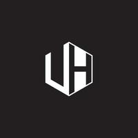 UH Logo monogram hexagon with black background negative space style vector