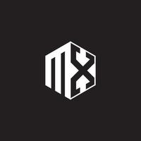 MX Logo monogram hexagon with black background negative space style vector