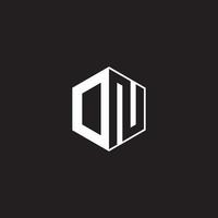 DN Logo monogram hexagon with black background negative space style vector