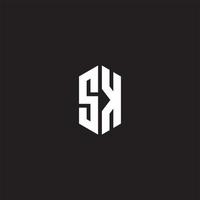 sk logo monograma con hexágono forma estilo diseño modelo vector