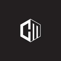 CM Logo monogram hexagon with black background negative space style vector