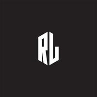 RL Logo monogram with hexagon shape style design template vector