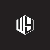 WY Logo monogram hexagon with black background negative space style vector