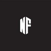 nf logo monograma con hexágono forma estilo diseño modelo vector