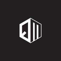 QM Logo monogram hexagon with black background negative space style vector