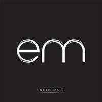 EM Initial Letter Split Lowercase Logo Modern Monogram Template Isolated on Black White vector